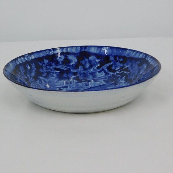 Adams Blue Flow Transferware Bowl Antique Staffordshire Ironstone Pottery 5.75" - Picture 4 of 8